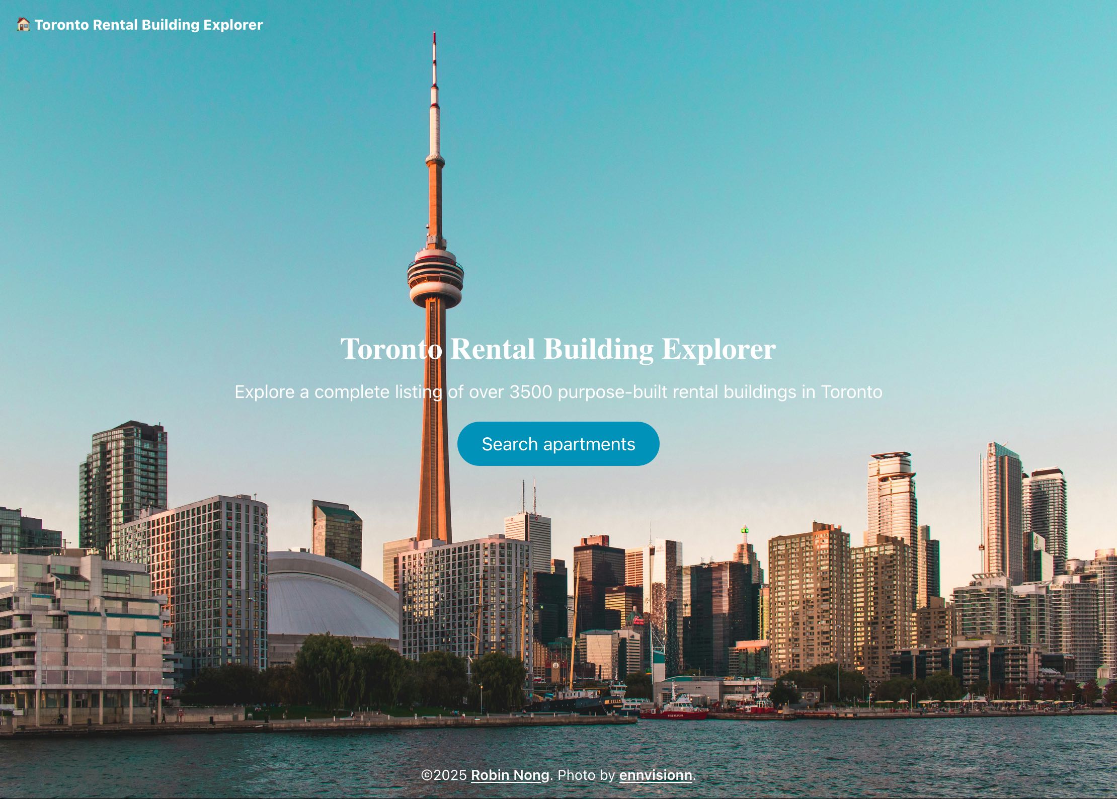 Toronto Rental Buildings Explorer in desktop view